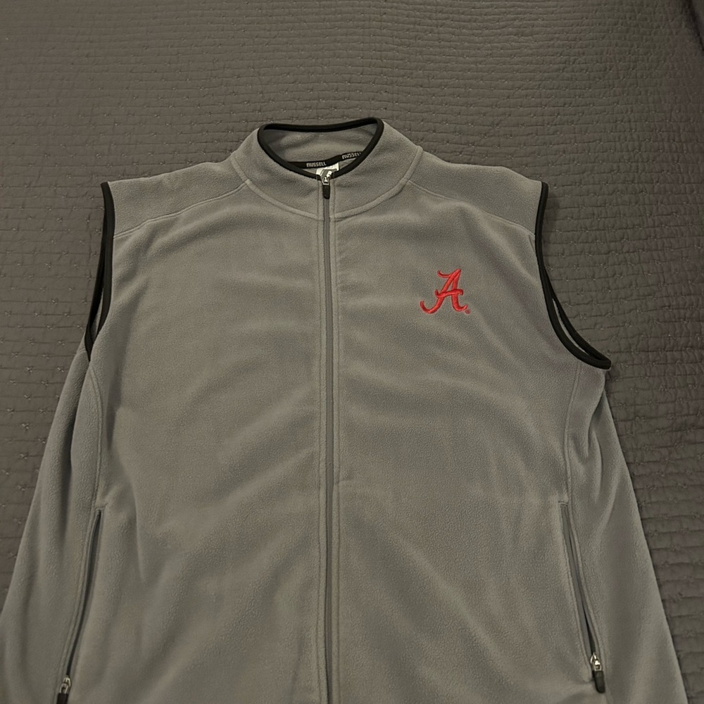 Russell Athletic Alabama Crimson Tide Full Zip Gray Vest. Size XXL